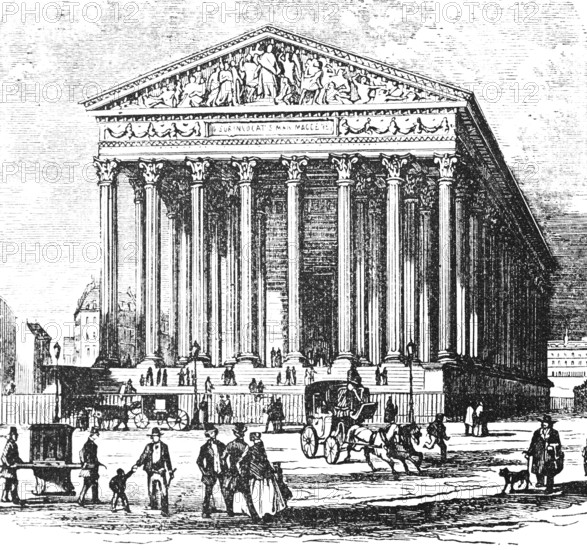 Église de la Madeleine, Magdalene church in Paris, patron saint Mary Magdalene, portico, steps,