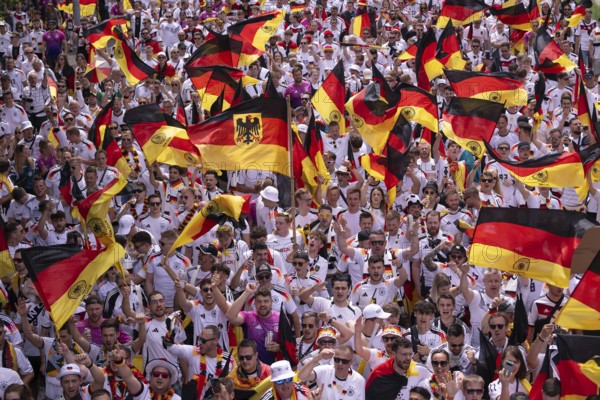 Fan march, German football fans march to the quarter-final Spain versus Germany, UEFA EURO 2024,