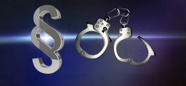 Symbol photo, crime, crime, police, handcuffs, law, court, paragraphs, threat, violent crime, fear,