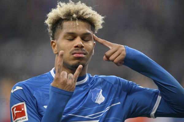Goal celebration Georginio Rutter TSG 1899 Hoffenheim (33), gesture, gestures, PreZero Arena,
