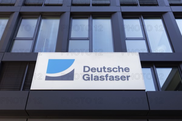Deutsche Glasfaser Holding GmbH, logo on building, telecommunications company for broadband fibre