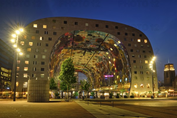 ROTTERDAM, NETHERLANDS, MAY 25, 2018: Markthal Market Hall residential and office building with a