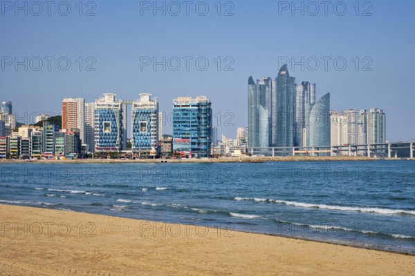 BUSAN, SOUTH KOREA, APRIL 11, 2017: Gwangalli Beach in Busan, a large port city in South Korea