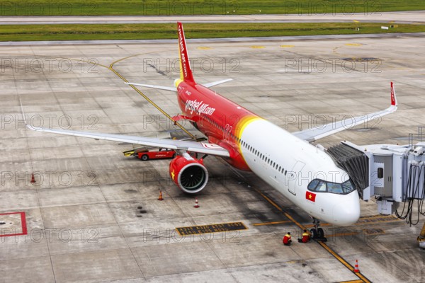 An Airbus A321neo aircraft of VietJet Air with the registration number VN-A523 at Hanoi Airport,
