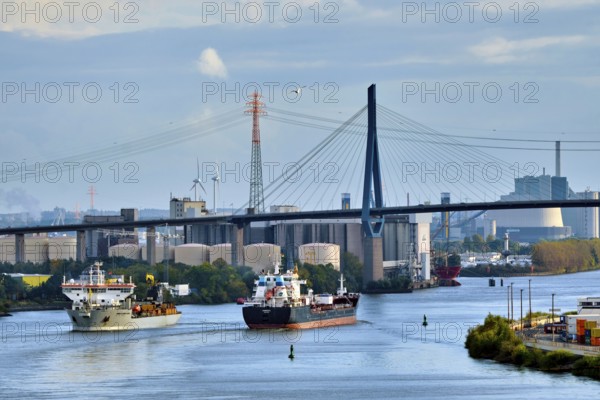 View to Köhlbrand Bridge, Altona, Hamburg, Land Hamburg, Germany, Europe