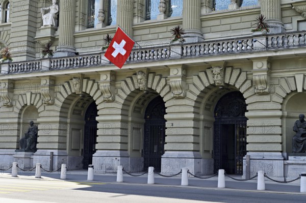 Entrance portal to the parliament building, Federal Palace, capital Bern, Canton Bern, Switzerland,