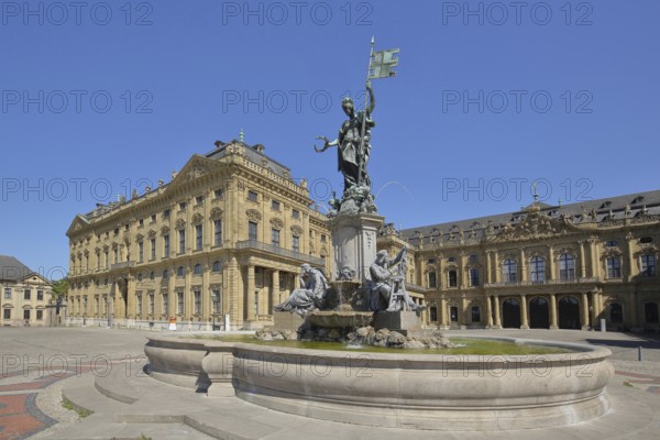 Frankonia Fountain with Frankonia Statue, Franconian Patroness with Flag and Allegory for