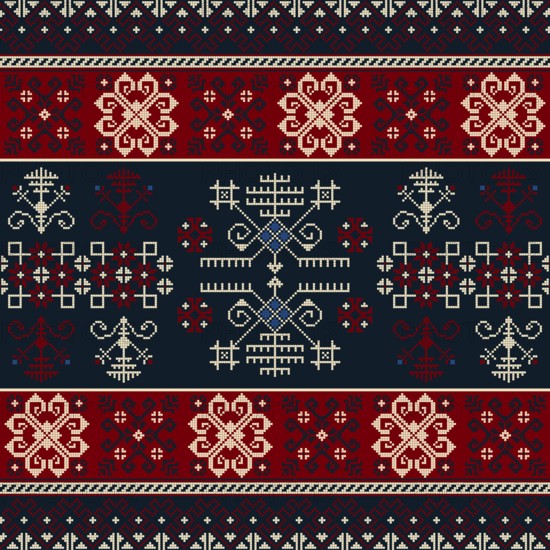 Traditional Latvian embroidery seamless pattern, vector illustration