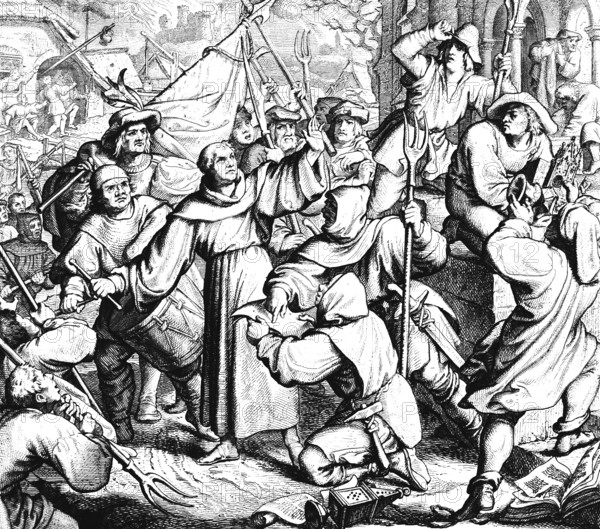 Martin Luther preaches in Seeburg against the Peasants' War, religion, Christianity, politics,