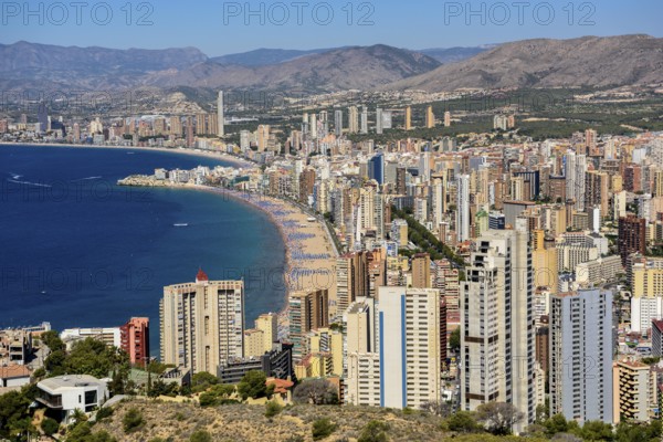 View from the cross of Benidorm of the city, Benidorm, Sierra Helada, Costa Blanca, Spain, Europe