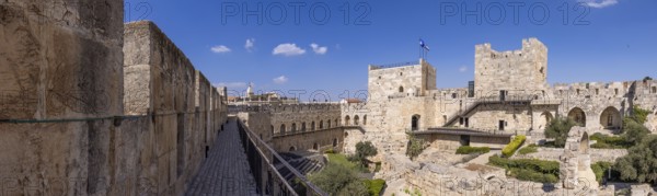 Jerusalem, Israel, landmark citadel Migdal David Tower of David in Old City near Jaffa Gate, Asia