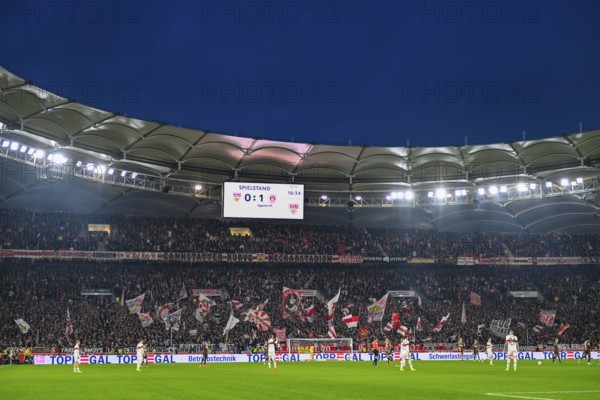 Bundesliga football match, VfB Stuttgart versus FC St. Pauli, evening, floodlight, blue hour,