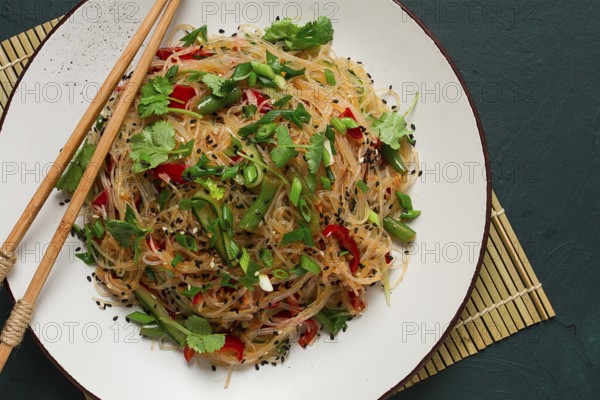 Funchosa, Korean salad, with vegetables, homemade, no people