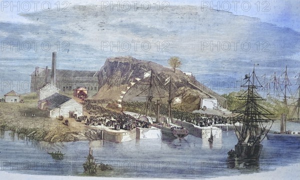 Inauguration of the new harbour dock in Rio de Janeiro, 1869, Brazil, Historic, digitally restored