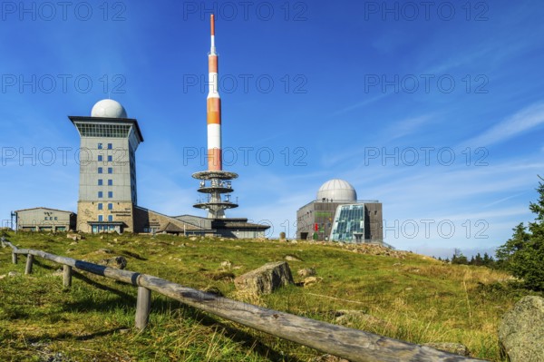 Peak of Brocken with radar station, mountain range of Harz, Sachsen-Anhalt, Germany, Europe