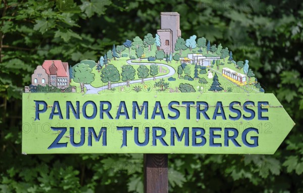 Sign Panoramastrasse zum Turmberg, Durlach, Karlsruhe, Baden-Württemberg, Germany, Europe