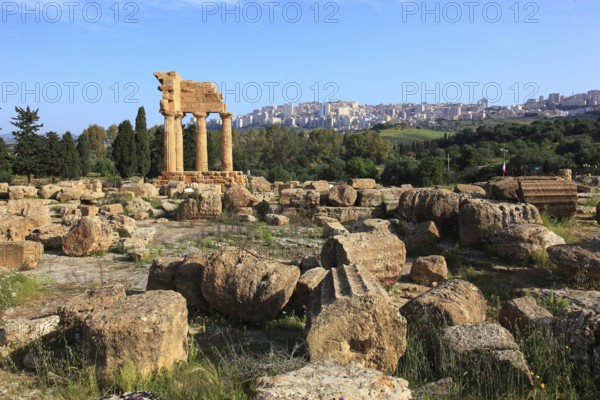 In the Parco Valle dei Templi di Agrigento, Unesco World Heritage Site, remains of the ancient city