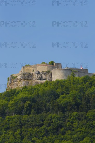 Hohenneuffen Castle, high medieval castle ruins of a large hilltop castle, ruins on the high