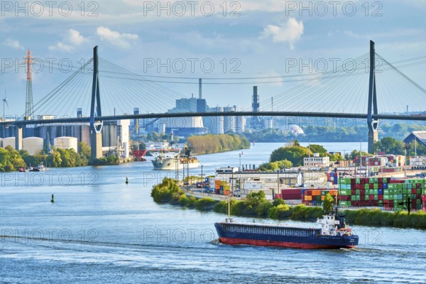 View to Köhlbrand Bridge, Altona, Hamburg, Land Hamburg, Germany, Europe