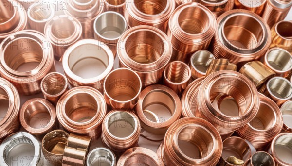 Material, metal, copper, a large quantity of pipes and pipe sections, production waste, made of