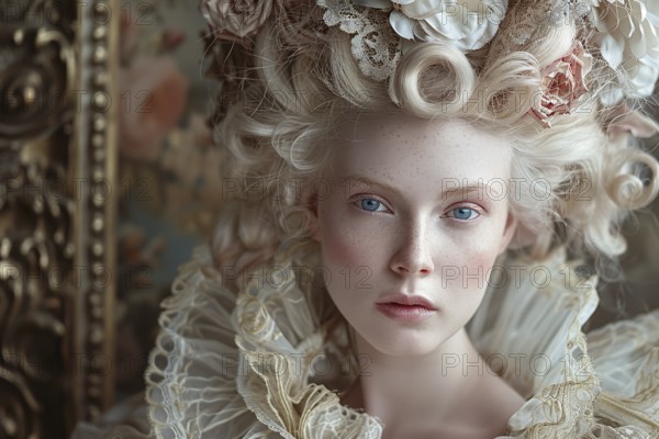 Beautiful woman with Rococo style hair and clothes. KI generiert, generiert, AI generated