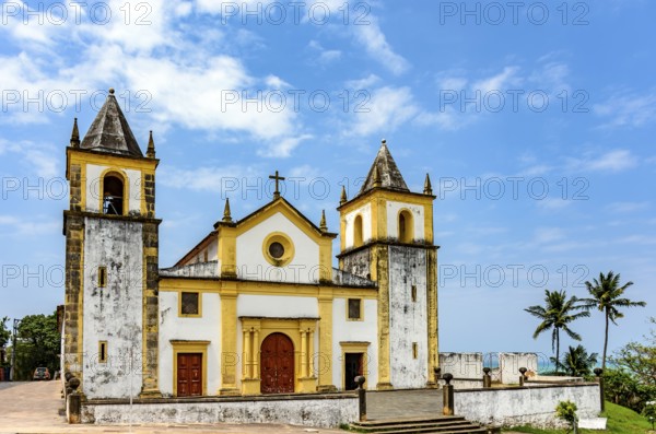 Facade of a historic church in a famous tourist spot in the city of Olinda, Olinda, Pernambuco,