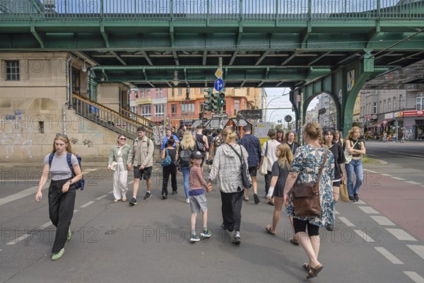 Pedestrians, passers-by at Eberswalder Straße underground station, Schönhauser Allee, Prenzlauer