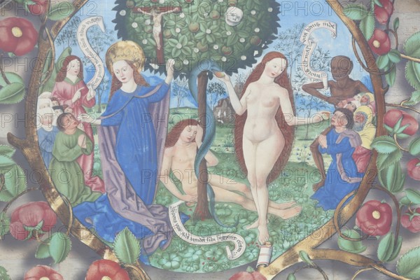 Mural Paradise by Berthold Furtmeyr 1478 on the gable of the building Paradiesgärten,