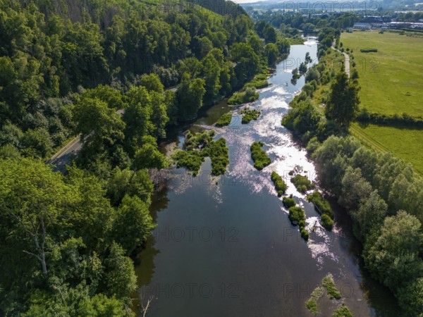 The Ruhr near Wickede, renaturalised, since 2013 river sections of the Ruhr that were previously