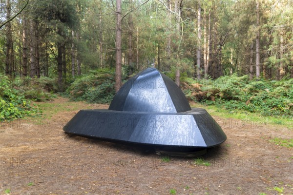 Sculpture of UFO in Rendlesham Forest, Suffolk, England, UK