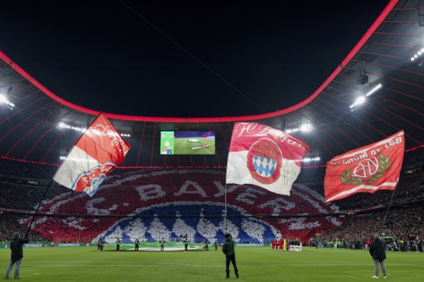 Choreo, choreography, fan action, flags, flag waving, interior, DFB Cup round of 16, Allianz Arena,