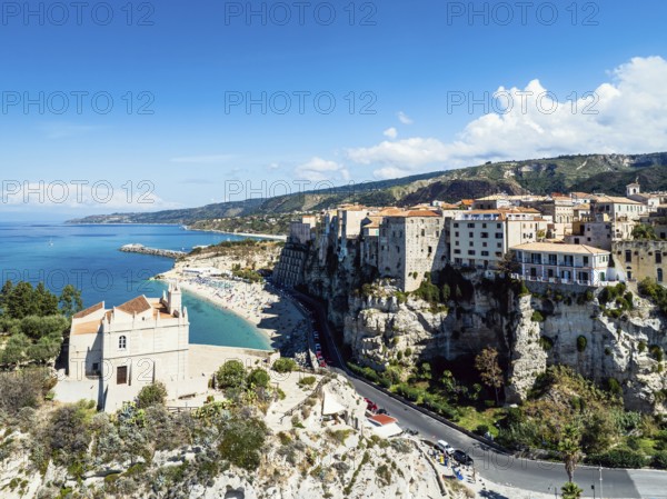 Tropea from a drone, Tyrrhenian Sea, Calabria, Italy, Europe