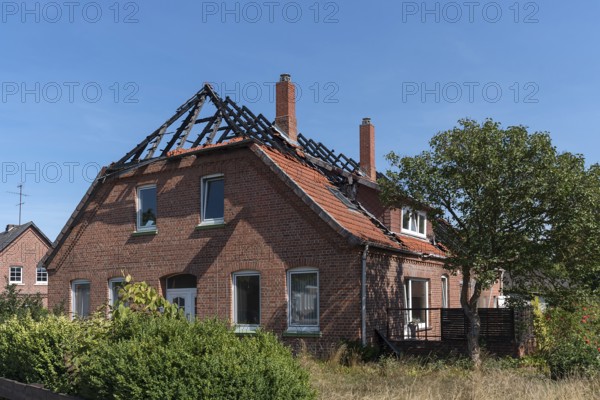 Burnt down single-family house, Lower Saxony, Germany, Europe