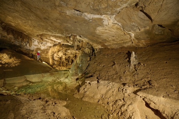 Karst cave, speleologist, Krizna jama, Cerknica, Carniola, Slovenia, Europe