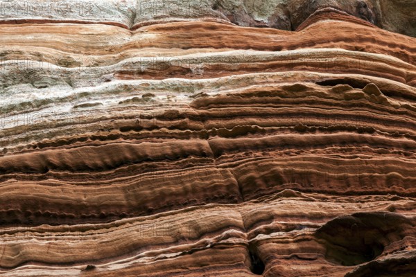 Eroded red sandstone, old castle rock, close-up, natural and cultural monument, Brechenberg near