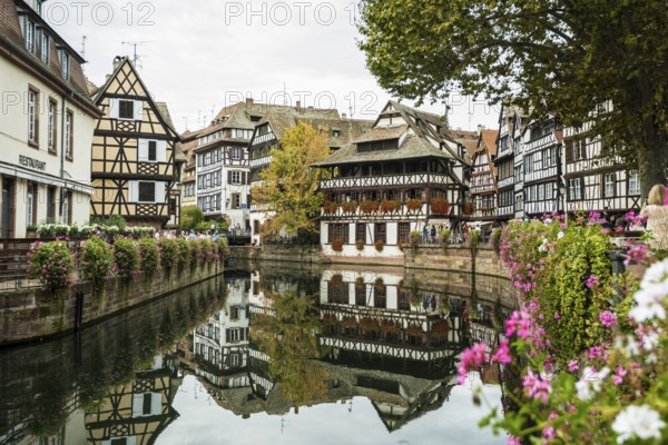 Half-timbered houses, La Petite France, River Ill, Strasbourg, Alsace, France, Europe