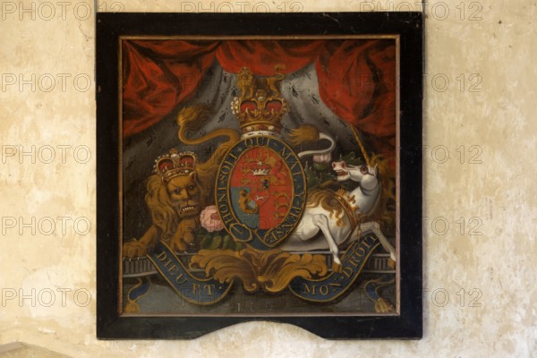 King George the Third 1760-1820, Royal Coat of Arms dated 1800, Wantisden hurch, Suffolk, England,