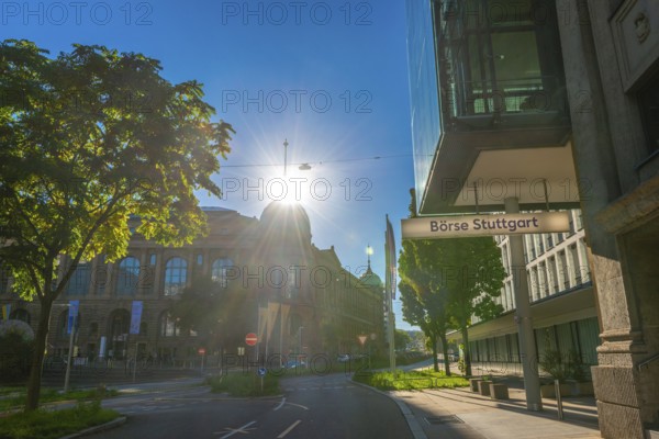 Haus der Wirtschaft (left) cultural monument, built 1889-1896, new baroque, Stuttgart stock