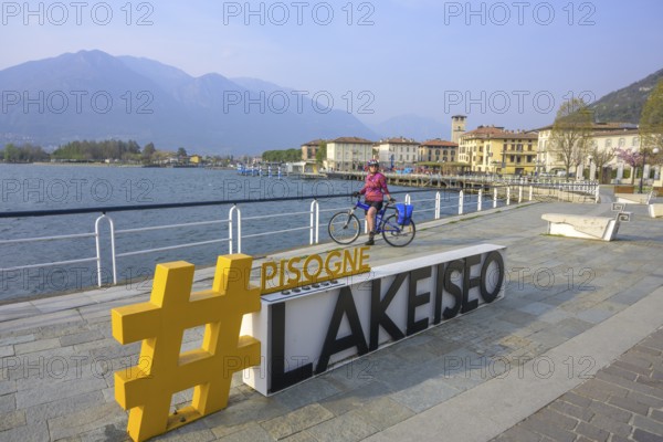 Hashtag Lake Iseo, cycling around Lake Iseo, Pisogne, province of Brescia, Italy, Europe