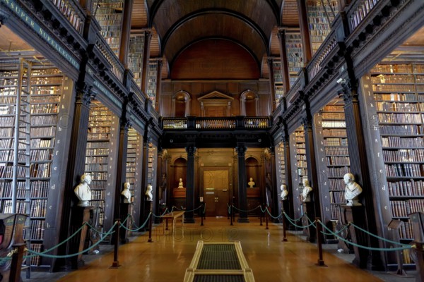 Long Room, the old library of Trinity College, University, Dublin, Republic of Ireland