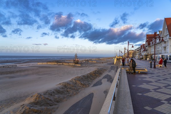 Evening on the beach promenade of De Haan, Belgium, Europe