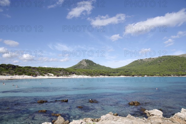Landscape, beach, sea, blue, sky, rocks, Cala Agulla, Majorca, view of the beach of Cala Agulla in