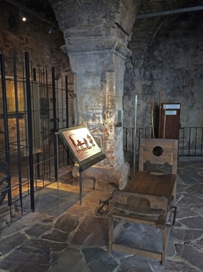 Historical rack in the torture museum at Waldeck Castle, Hesse, Germany, Europe