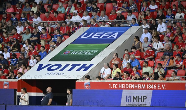 Logo UEFA RESPECT Europa-League, Conference League, above players' tunnel, Voith-Arena, Heidenheim,