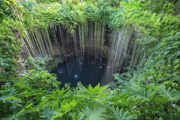 Mexico, Ik Kil Cenote near Merida Yucatan Peninsula in Archeological Park near Chichen Itza,