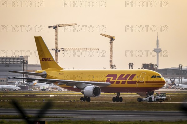 DHL cargo plane, aircraft at Fraport Airport. Frankfurt am Main, Hesse, Germany, Europe