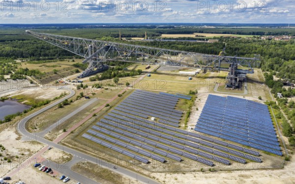Solar plant at conveyer brigde F60 in Lichterfeld, now a museum left after coal mining. Two