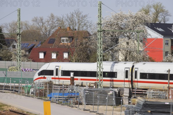 Rastatt Tunnel construction site on the Rhine Valley line with ICE, Deutsche Bahn AG infrastructure