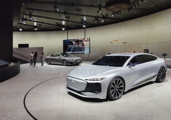 Interior view of the Audi Pavilion, Autostadt, Volkswagen AG, Wolfsburg, Lower Saxony, Germany,