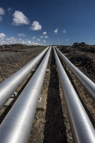 Pipelines, Suðurnes power plant, Gunnuhver, Reykjanes Peninsula, Iceland, Europe